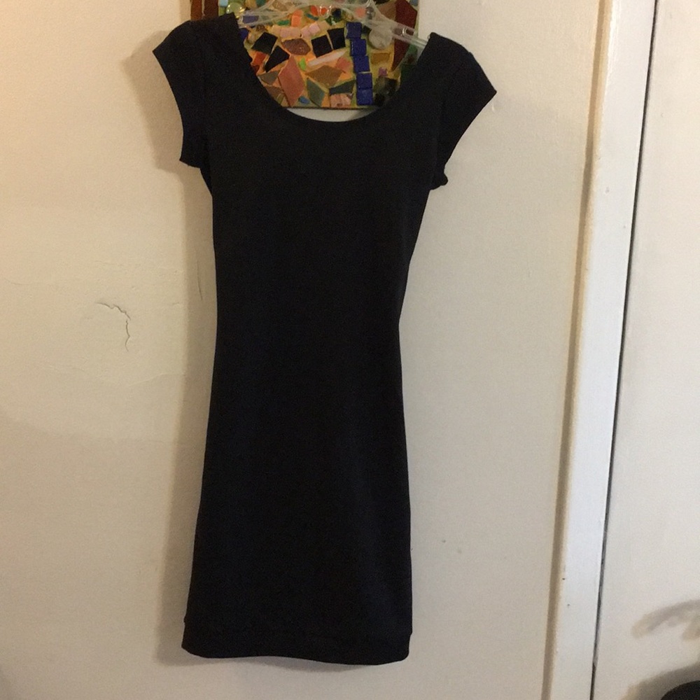 Très Bien Black Bodycon Dress w/Multi Color Bands